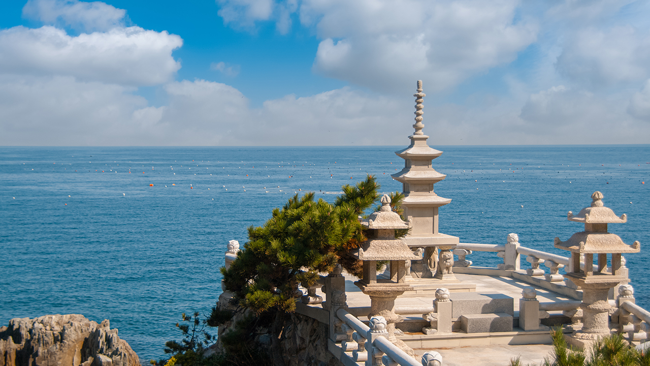 海東龍宮寺：海邊的神聖殿堂
參觀韓國最美麗的海邊寺廟。這座神聖的寺廟坐落在崎嶇的懸崖上，可欣賞到令人歎為觀止的海景，並帶來別處難尋的寧靜感。