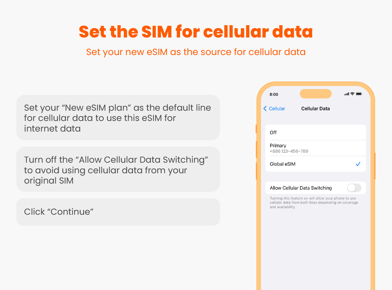 Set up eSIM as mobile data
