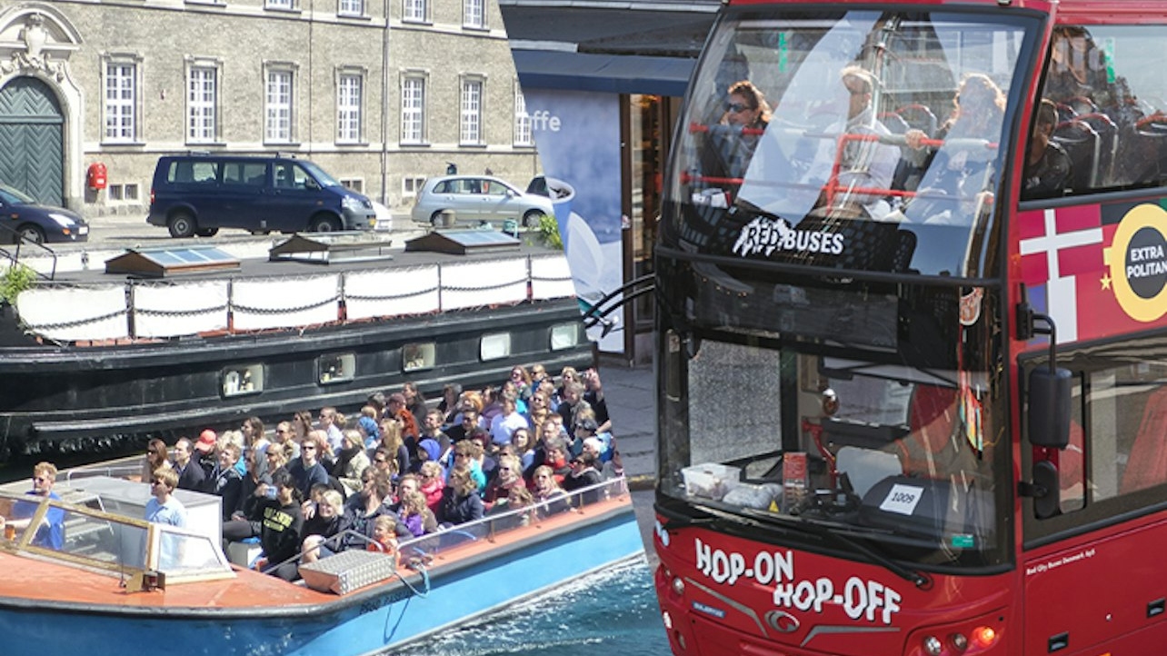 Copenhagen hop-on hop-off bus by Red Sightseeing with boat tour