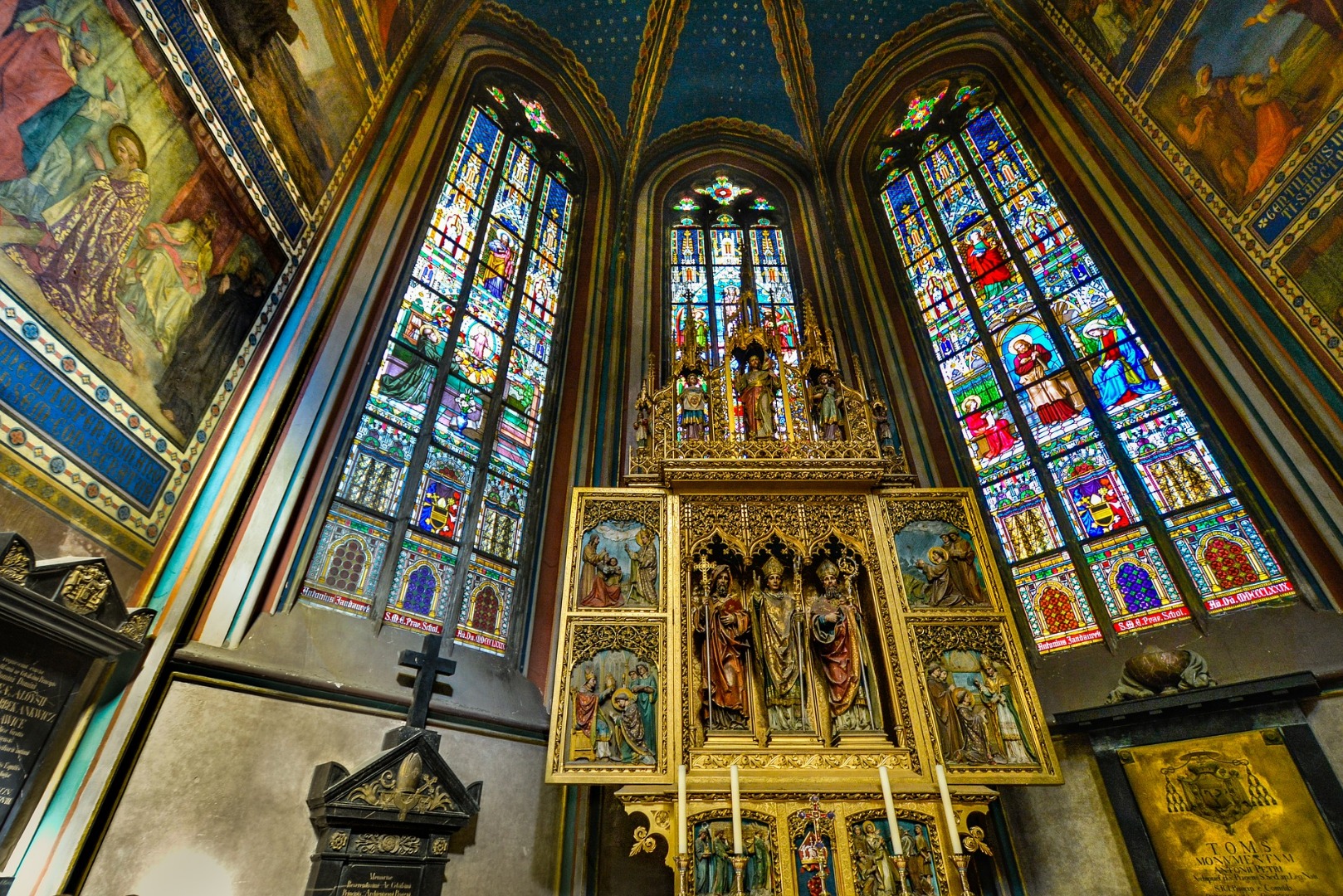 stained glass windows of prague castle cathedral 