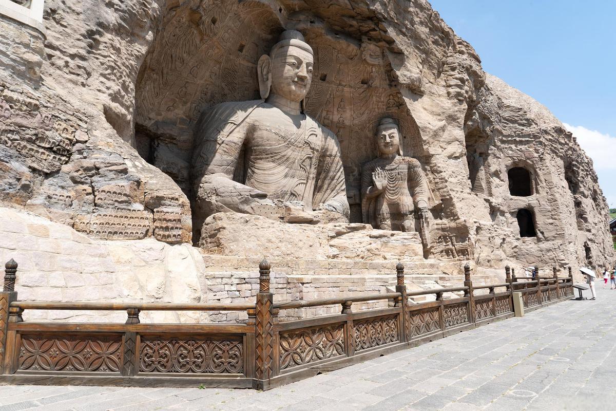 With their 252 caves and 51,000 status, the Yungang Grottoes art represent the successful fusion of Buddhist religious symbolic art from south and central Asian with Chinese cultural traditions, starting in the 5th century CE under Imperial auspices.