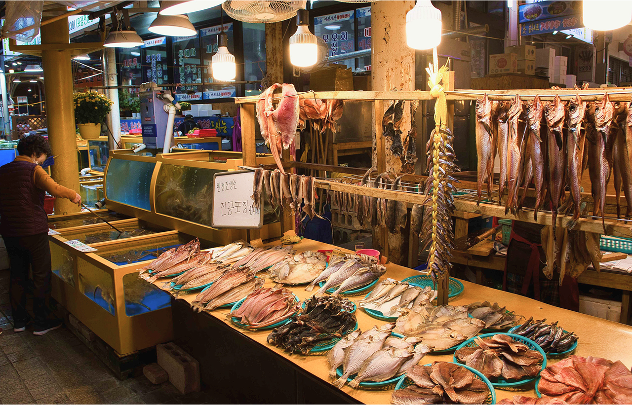 🛍️ 一個熱鬧的市場,您可以在這裡品嚐新鮮海鮮,探索當地美食,體驗韓國東海岸充滿活力的氛圍。 🛍️ 一個熱鬧的市場,您可以在這裡品嚐新鮮海鮮,探索當地美食,體驗韓國東海岸充滿活力的氛圍。