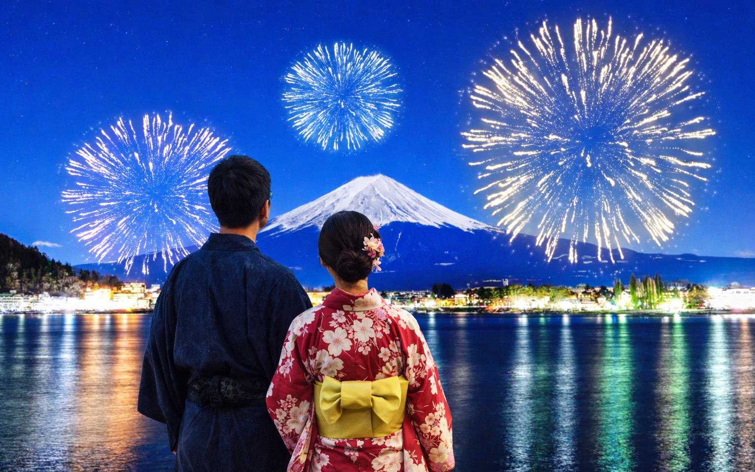 [Mount Fuji Fireworks Festival] Kawaguchiko Fireworks Display & Arakurayama Sengen Park & Oshino Hakkai & Nikawa Clock Shop | Departure from Tokyo | Chinese and English Speaking Guide
