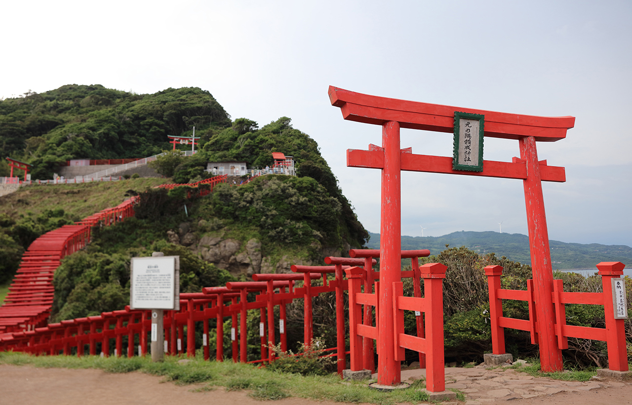 在元乃隅稻成神社可不是輕易就能進貢香油錢的，這裡的賽錢箱設定在離地面6公尺高的鳥居上，堪稱是日本最難投的賽錢箱也不為過，能夠順利投進的人實在是非常幸運，想必所許的願望也會有好兆頭！