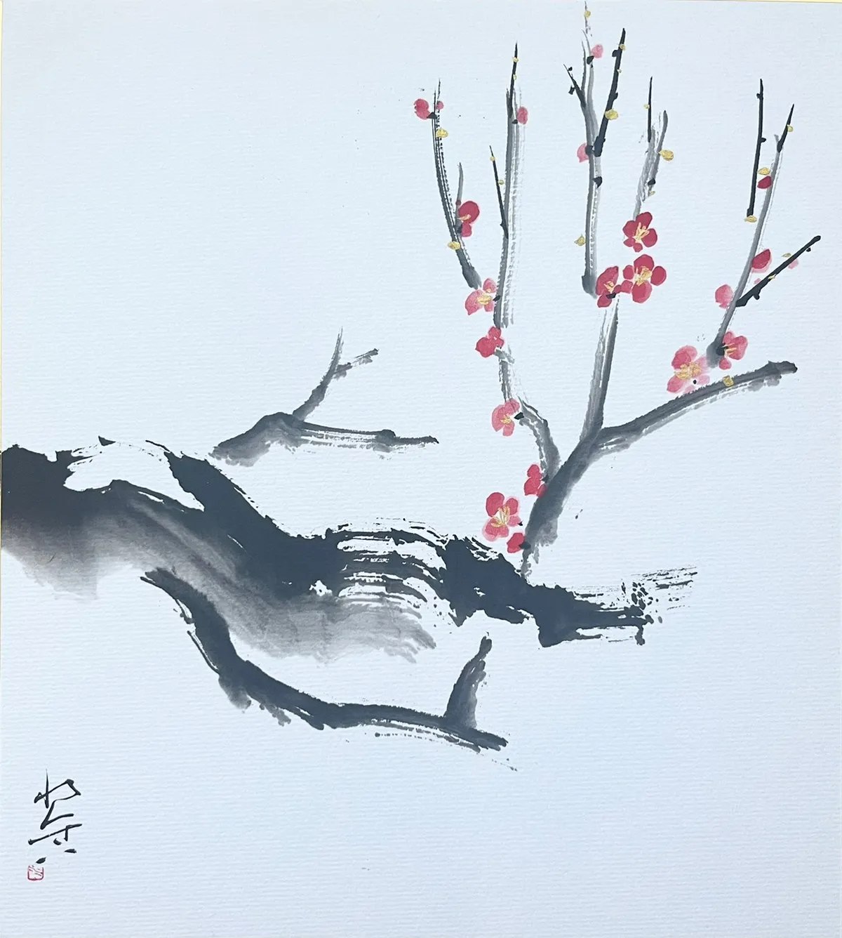 Sumi-e (Ink Painting) Experience in green tea shop, Tsukiji, Tokyo