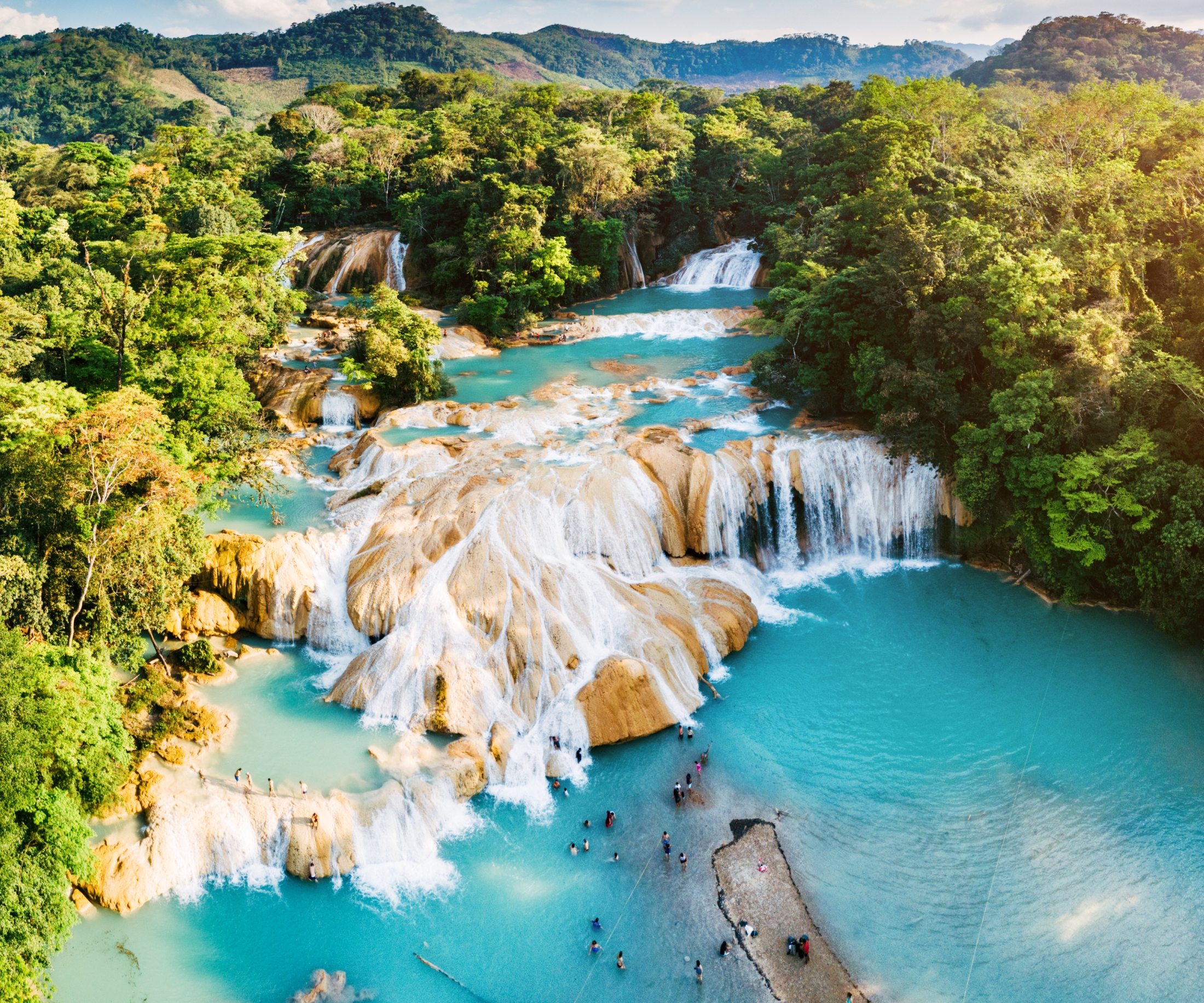 Palenque Site, Agua Azul & Misol-Ha Waterfalls from Palenque