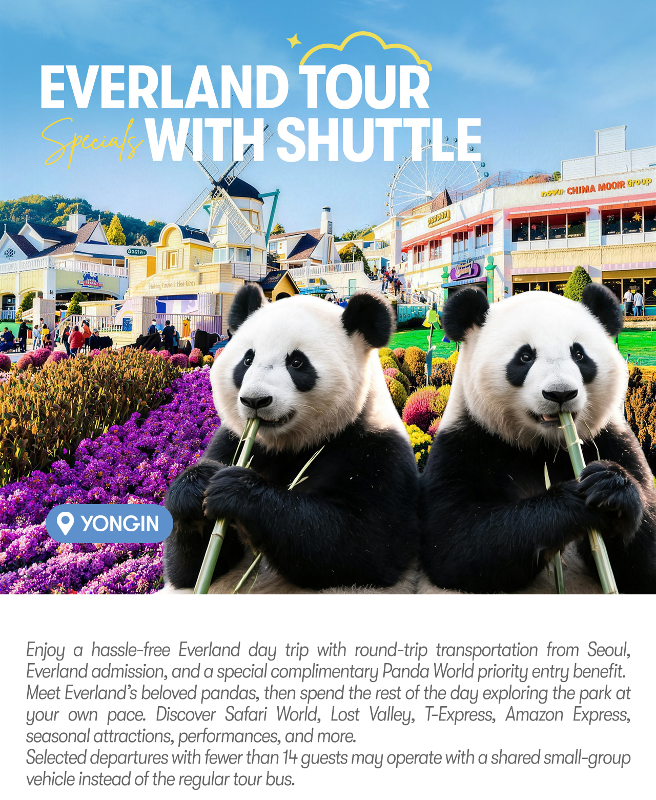 Everland Tour with Shuttle: Fast Panda World Entry (Ends 31/8)