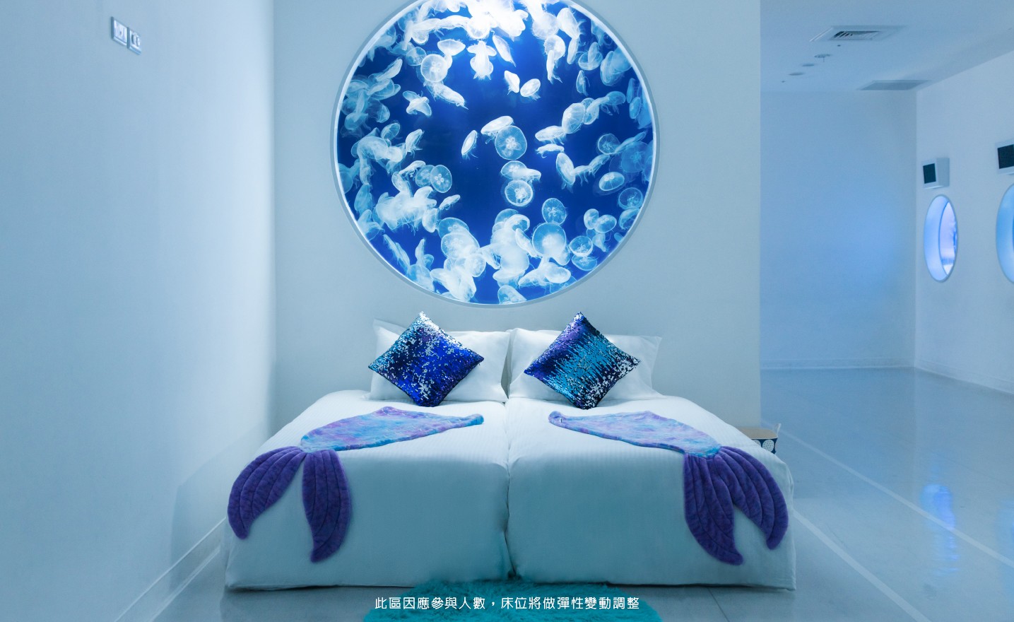 海月水母，看著海月水母在晶球裡面漫遊，心也跟著沉澱下來了