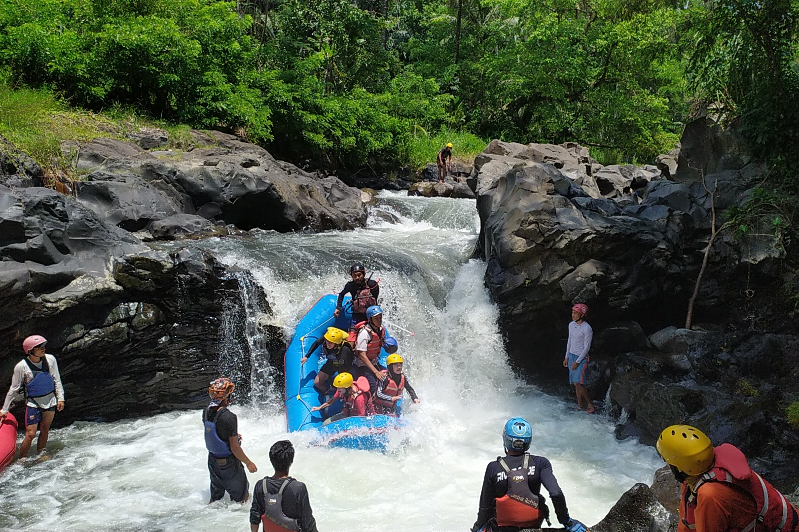 Rafting Experience in Lombok with Benang Kelambu Waterfall Visit