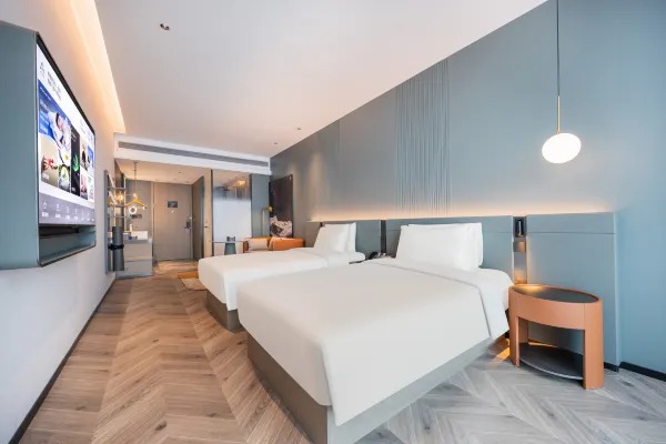 Hotel room interior environment display map