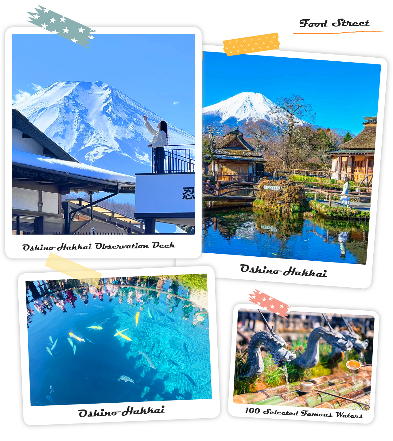 四季景緻各異,池水映照著古村與富士山,宛如一幅靜謐的山水畫卷。 四季景緻各異,池水映照著古村與富士山,宛如一幅靜謐的山水畫卷。