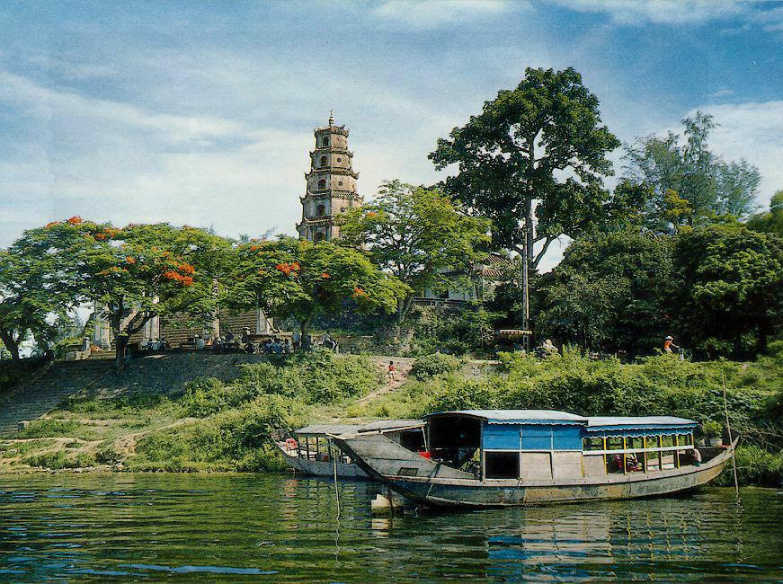 The Thien Mu Pagoda is arguably the most well-known pagoda in Hue. It is distinguished by its antique architecture, sanctity, and mythology containing numerous secret historical tales