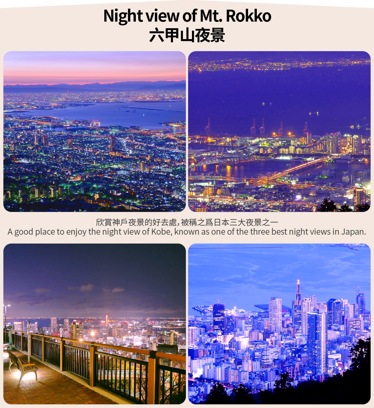 【神戶港摩天輪溫泉夜景一日遊】神戶港馬賽克摩天輪&北野異人館街&有馬溫泉&六甲山夜景一日遊（大阪出發））