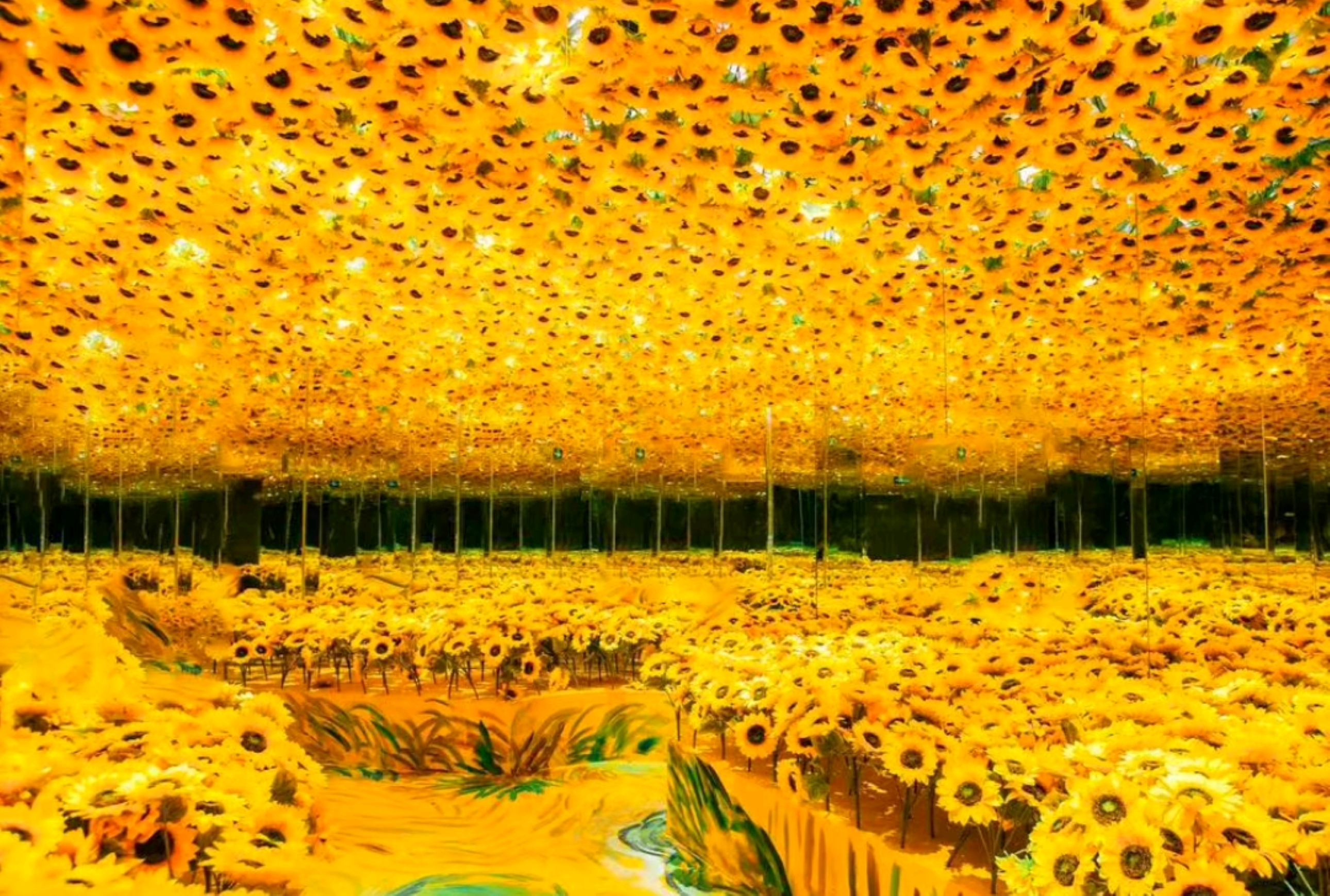 向日葵鏡像花海,鏡面延伸出無限金黃,沉浸式擁抱梵高的向陽浪漫 向日葵鏡像花海,鏡面延伸出無限金黃,沉浸式擁抱梵高的向陽浪漫