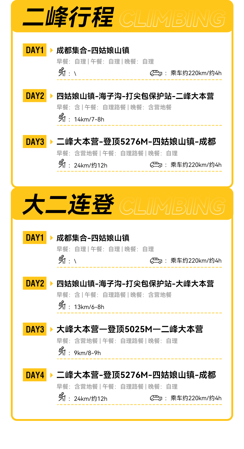 川西四姑娘山大峰/二峰攀登3日遊（天天發團+1:1衝頂嚮導+輕裝徒步+提供裝備）