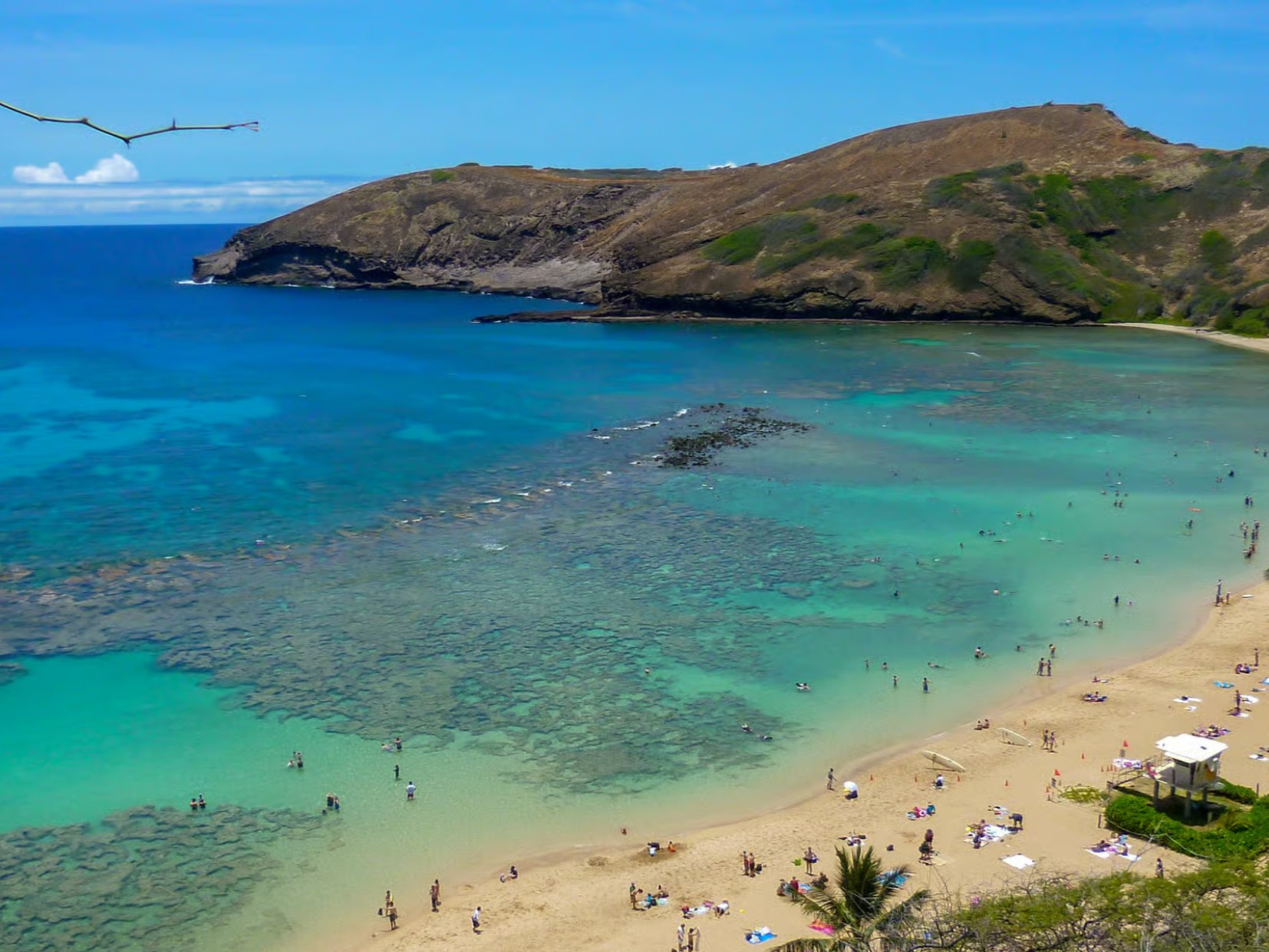 飽覽威美亞海灣的金色沙灘和碧綠海水的全景 飽覽威美亞海灣的金色沙灘和碧綠海水的全景