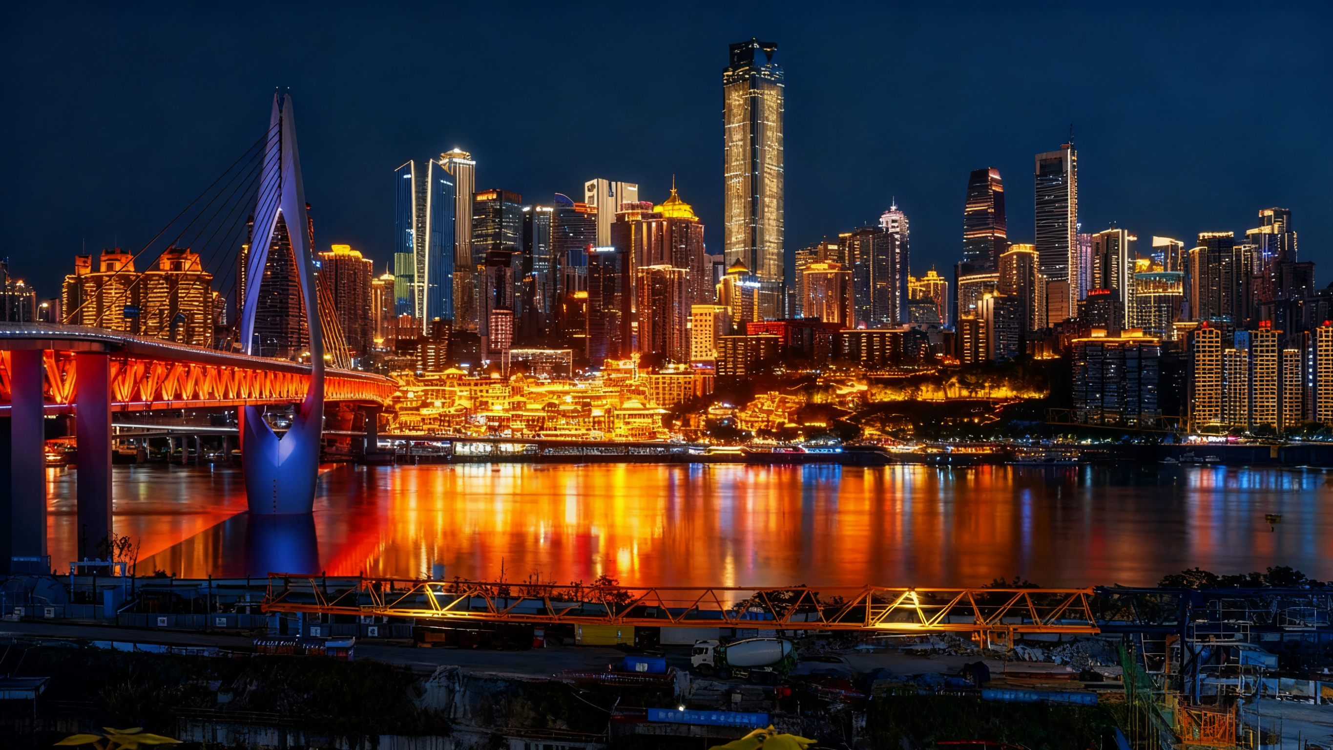 晚風夾江霧,遊船載半城星光,在兩江波紋裡碰山城夜色 晚風夾江霧,遊船載半城星光,在兩江波紋裡碰山城夜色