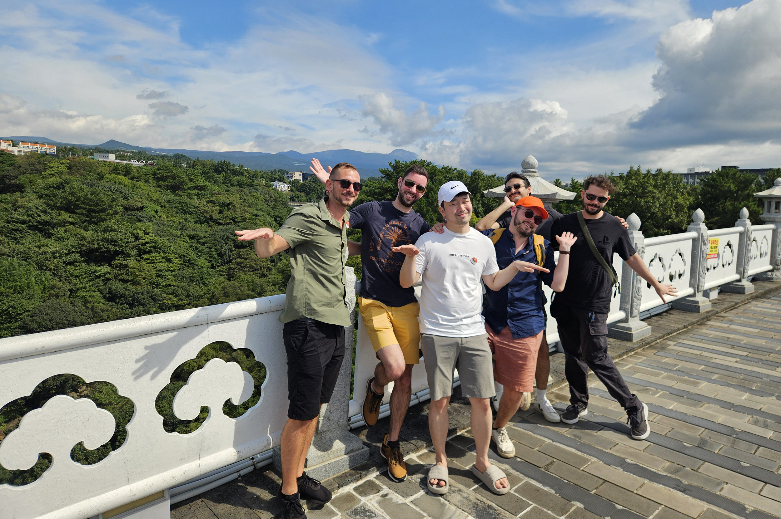 Memorable moments at Seonimgyo Bridge near Cheonjeyeon Falls.