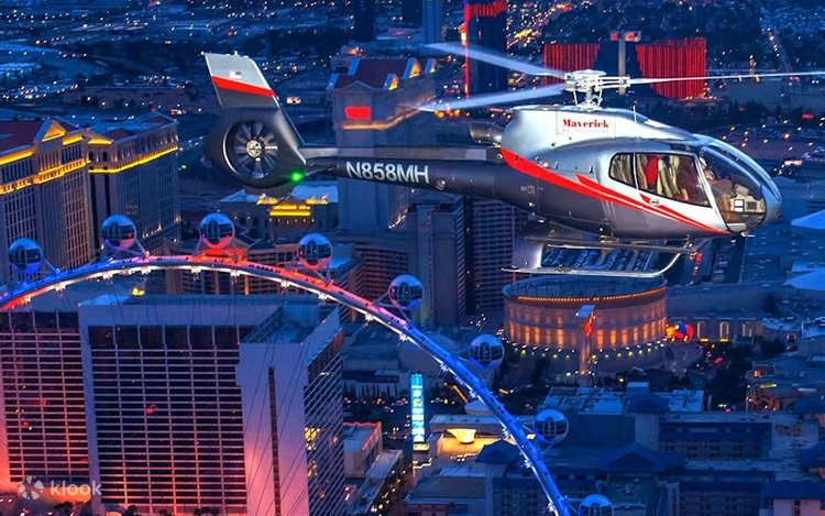 ラスベガスストリップ上空 ヘリコプター夜間遊覧飛行体験（ラスベガス
