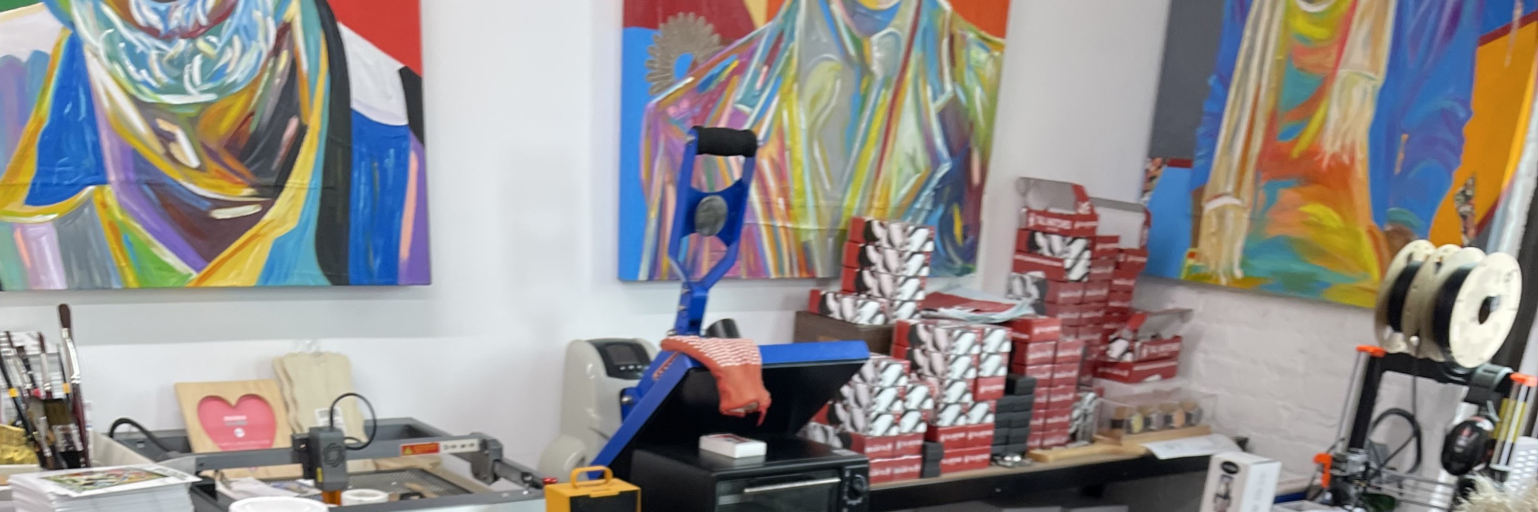 Abstract Painting with Palette Knives in New York