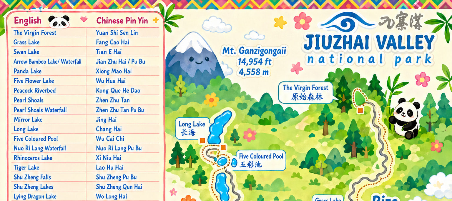 九寨溝英文遊覽地圖【具有版權，請勿盜用】