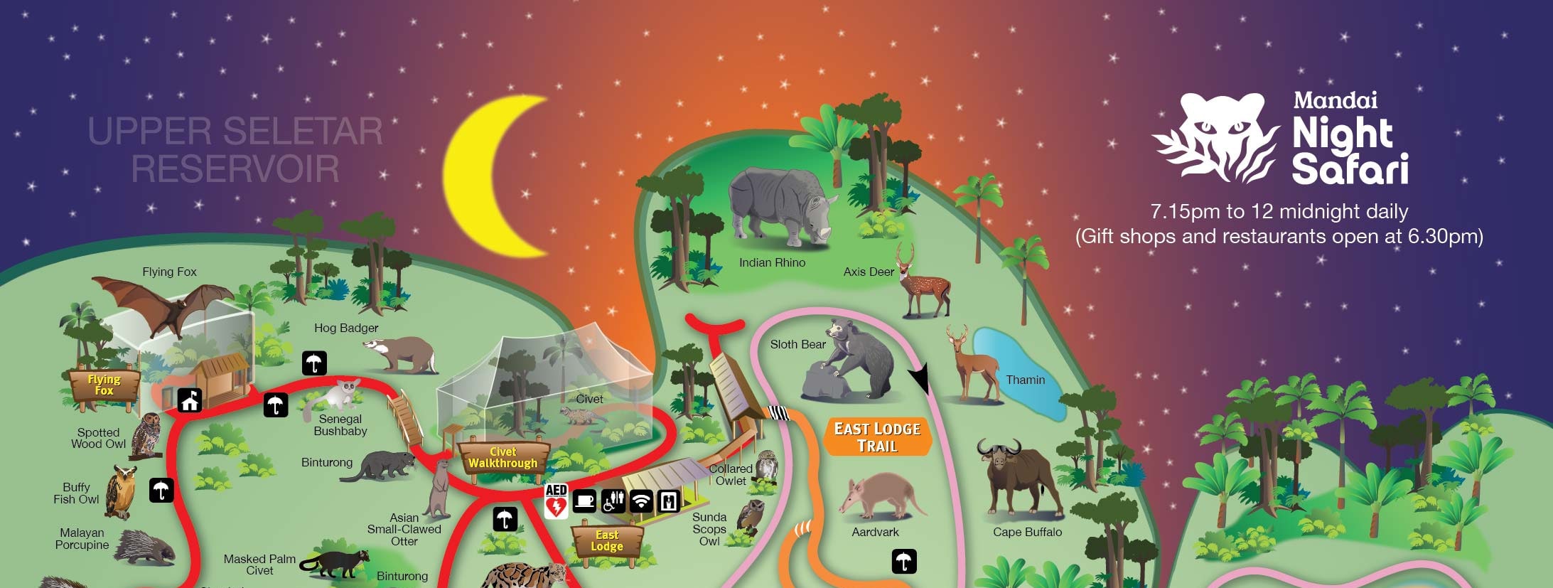 新加坡夜間野生動物園門票（含遊園車之旅）
