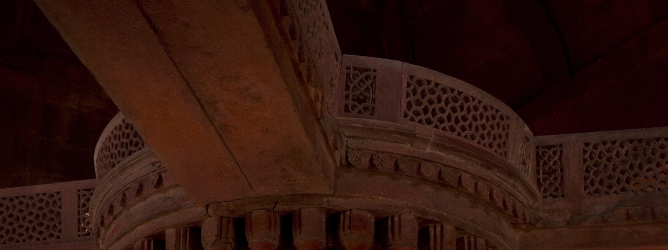 The Interior view of the central pillar of the Diwan-E-Khas or Hall in Fatehpur Sikri.