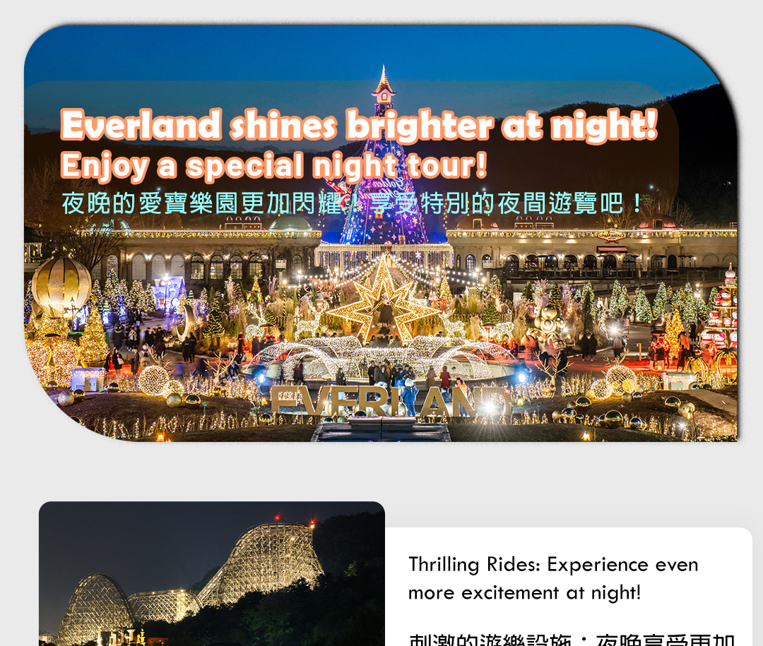 首爾愛寶樂園 (Everland) 夜間導覽，包含所有費用