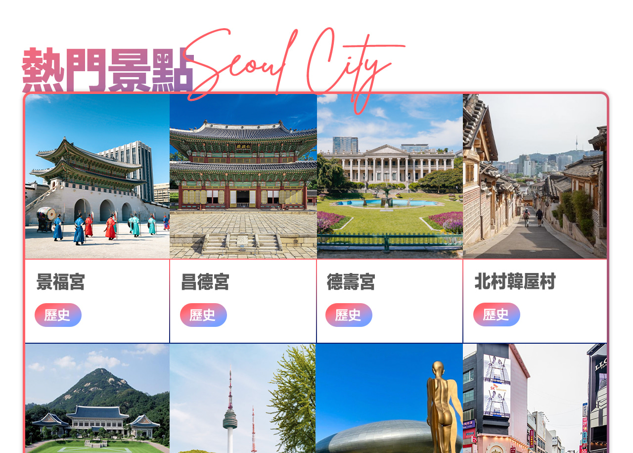 首爾包車一日遊：首爾市區/愛寶樂園/南怡島/羊駝樂園/江村鐵路公園可選