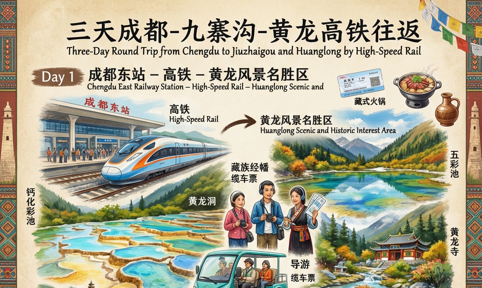Jiuzhaigou Itinerary Diagram