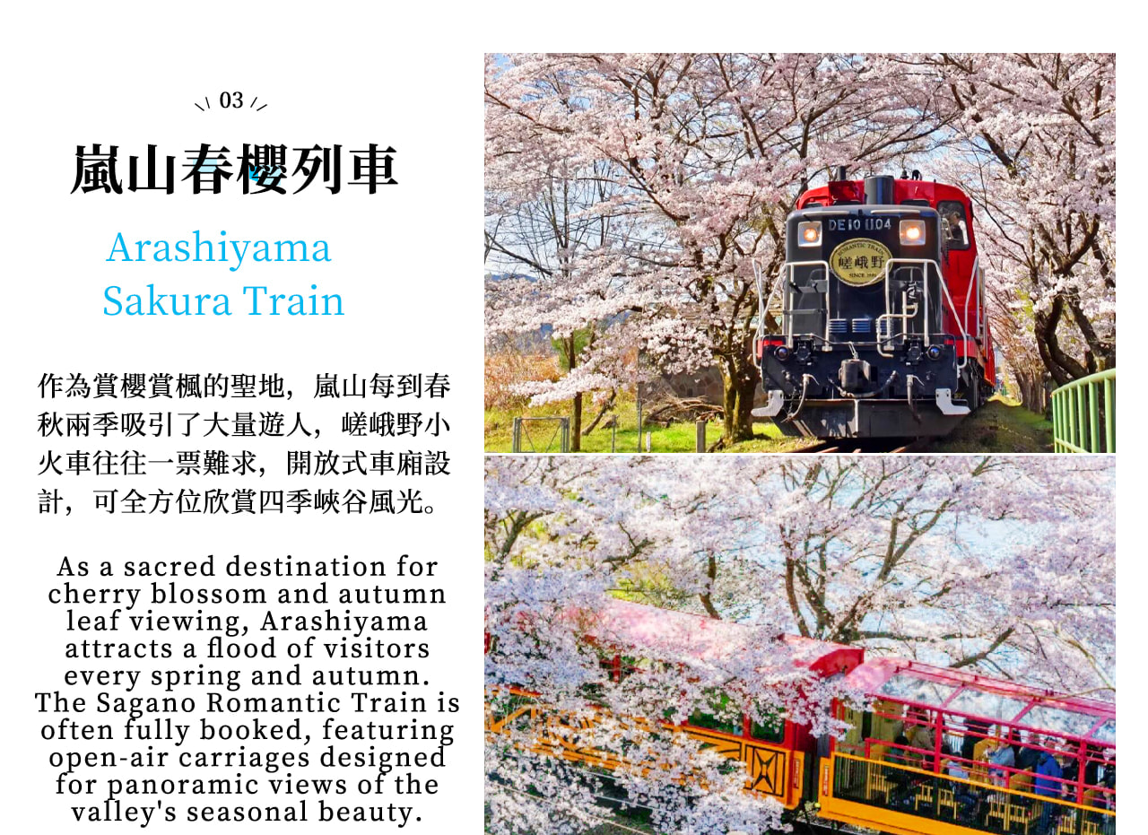 Kyoto Kinkaku-ji Temple, Arashiyama Free Stroll & Night Cherry Blossom/Autumn Leaves Illumination Arashiyama Sagano Romantic Train Day Trip (Departing from Osaka/Kyoto) - Thumbnail 11