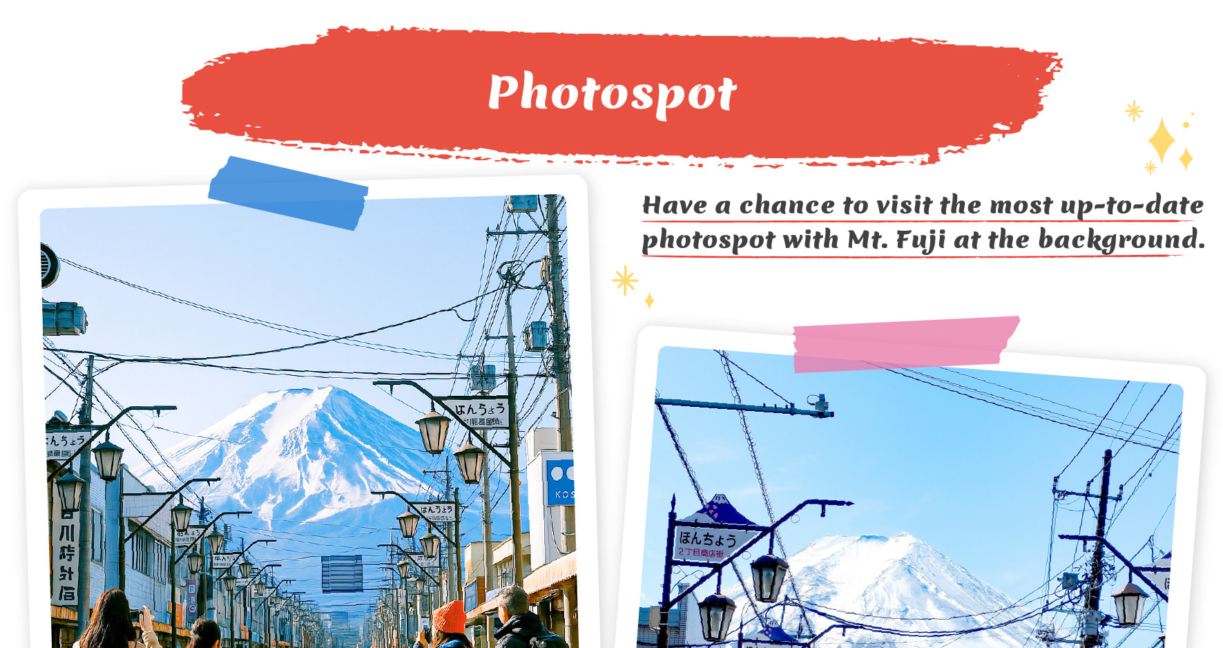 在羅森河口湖站和本町街捕捉令人驚歎的富士山美景,這是兩個最具標誌性的拍照地點,您完美的Instagram時刻正等待著您。探索白絲瀑布,這是一個位於富士山附近壯觀的聯合國教科文組織遺址,以其150米寬的瀑布而聞名。 在羅森河口湖站和本町街捕捉令人驚歎的富士山美景,這是兩個最具標誌性的拍照地點,您完美的Instagram時刻正等待著您。探索白絲瀑布,這是一個位於富士山附近壯觀的聯合國教科文組織遺址,以其150米寬的瀑布而聞名。