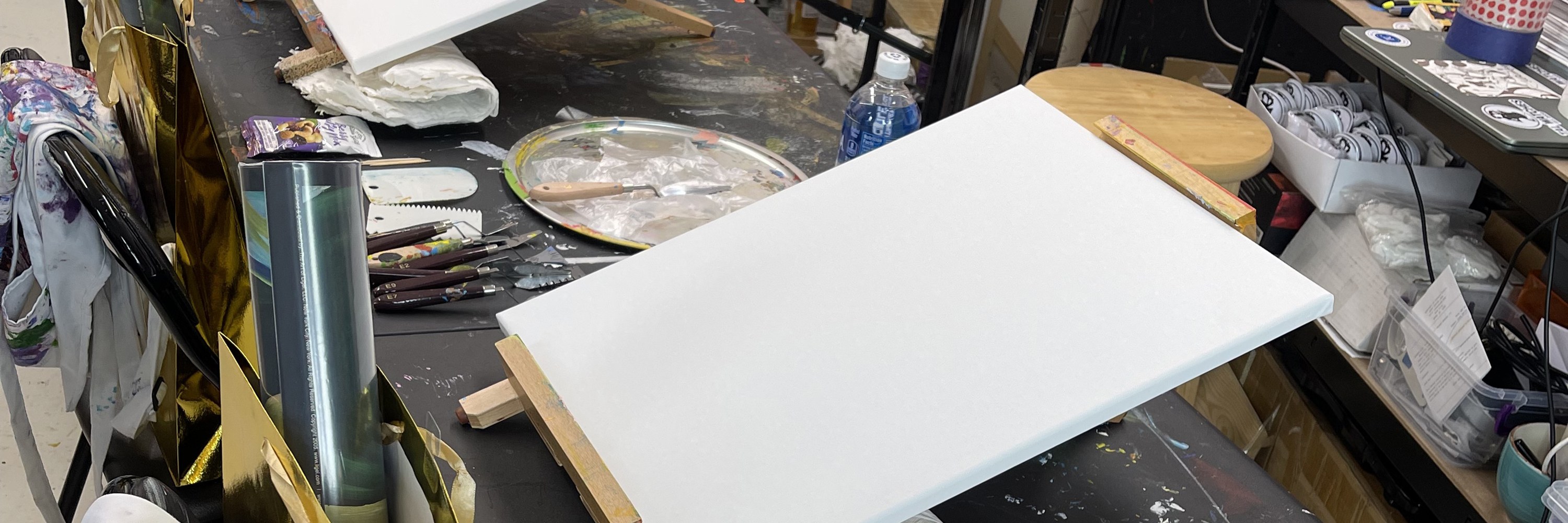 Abstract Painting with Palette Knives in New York