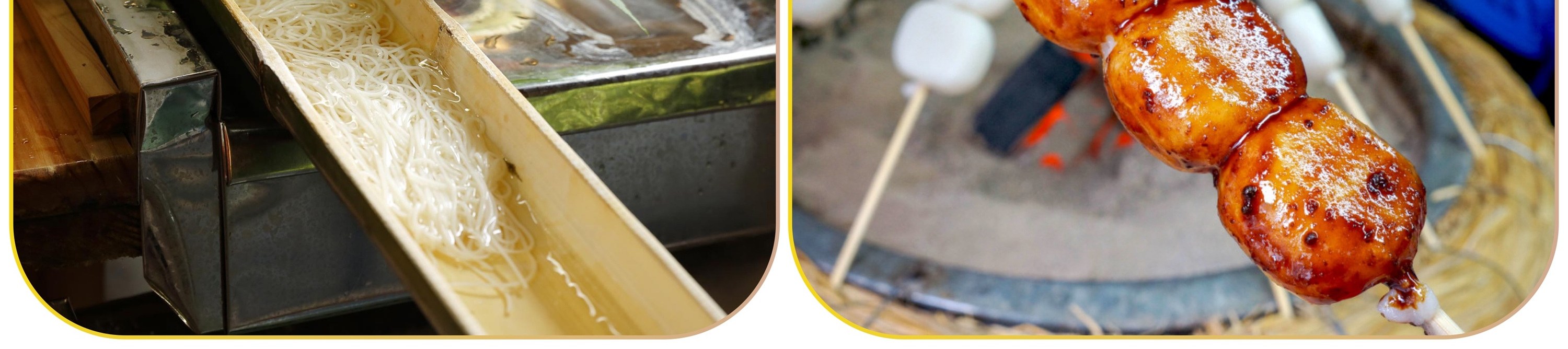 走進高千穗，除了峽谷的壯麗風景，也別錯過這些溫柔的美味時刻。包含午餐的小夥伴可以享用宮崎當地特色的宮崎牛套餐，還有特別品嘗的放在竹筒裏的酒。不含餐的朋友可以自由選擇想吃的東西，冬天有熱乎乎的團子暖胃又暖心，夏天來一支清涼的冰淇淋剛剛好。走累了就找間小店坐下來，用一頓美食，把高千穗的時光慢慢品嘗。