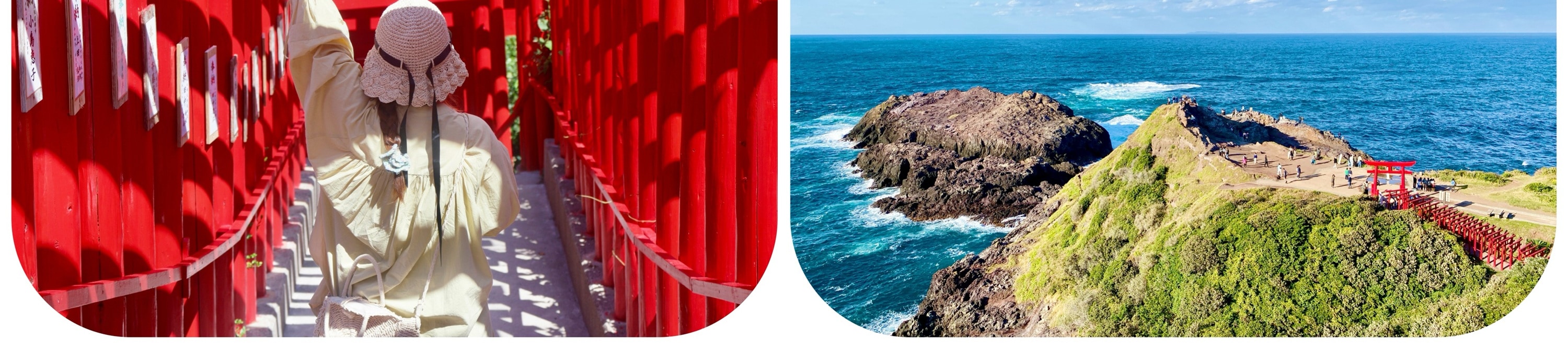 元乃隅神社以沿海岸排列的紅色鳥居隧道而聞名,鮮艷的鳥居與遼闊海景形成極具沖擊力的畫面。神社依山傍海,自然景觀與日本傳統元素完美結合,極具視覺魅力。這里不僅是熱門的打卡景點,也是一處能同時感受文化與風景之美的獨特之地。 元乃隅神社以沿海岸排列的紅色鳥居隧道而聞名,鮮艷的鳥居與遼闊海景形成極具沖擊力的畫面。神社依山傍海,自然景觀與日本傳統元素完美結合,極具視覺魅力。這里不僅是熱門的打卡景點,也是一處能同時感受文化與風景之美的獨特之地。