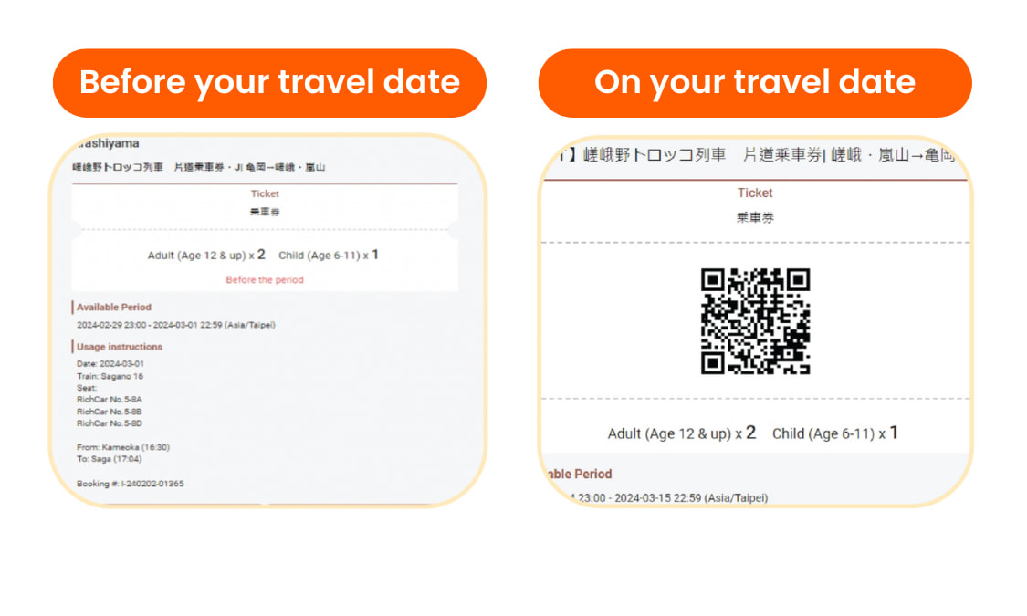 How to use Sagano Romantic Train ticket