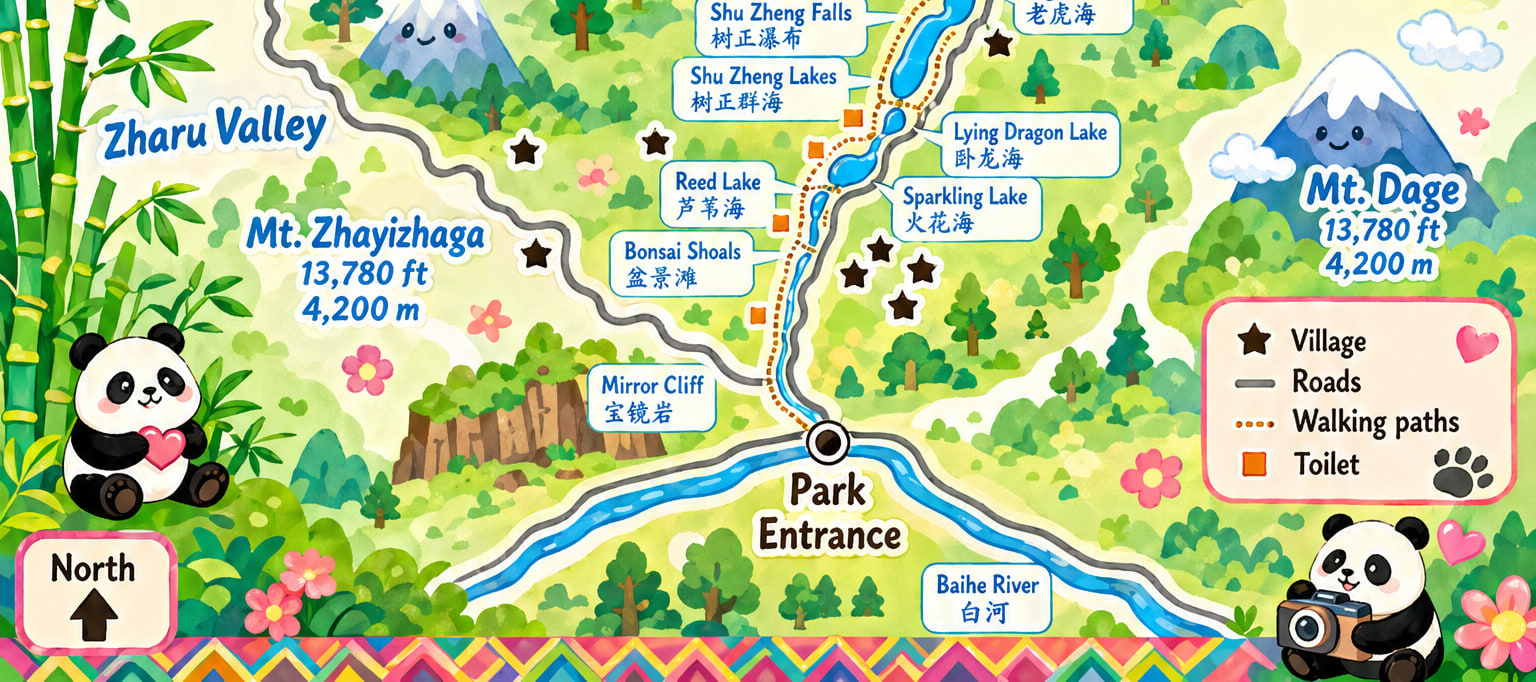 九寨溝英文遊覽地圖【具有版權，請勿盜用】