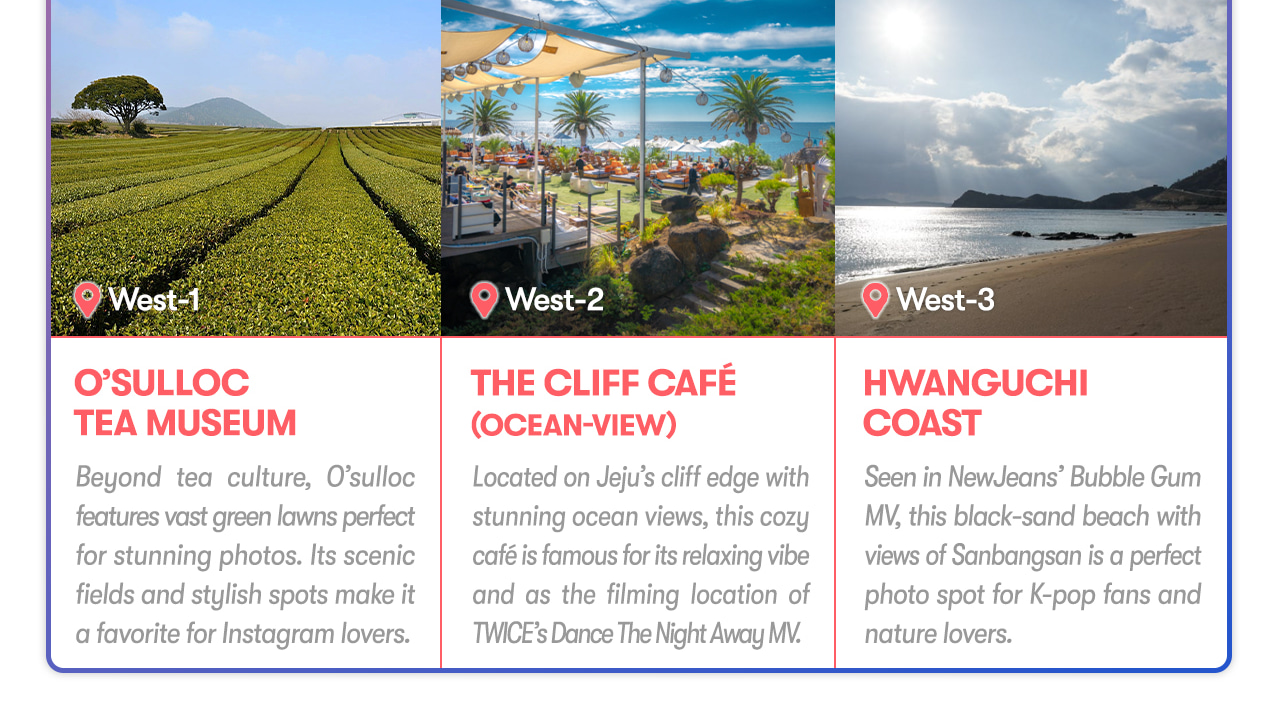 Jeju Car Rental with Driver to Seongsan Sunrise Peak/Osulloc Tea Museum/Cheonjeyeon Waterfalls/Folk Village