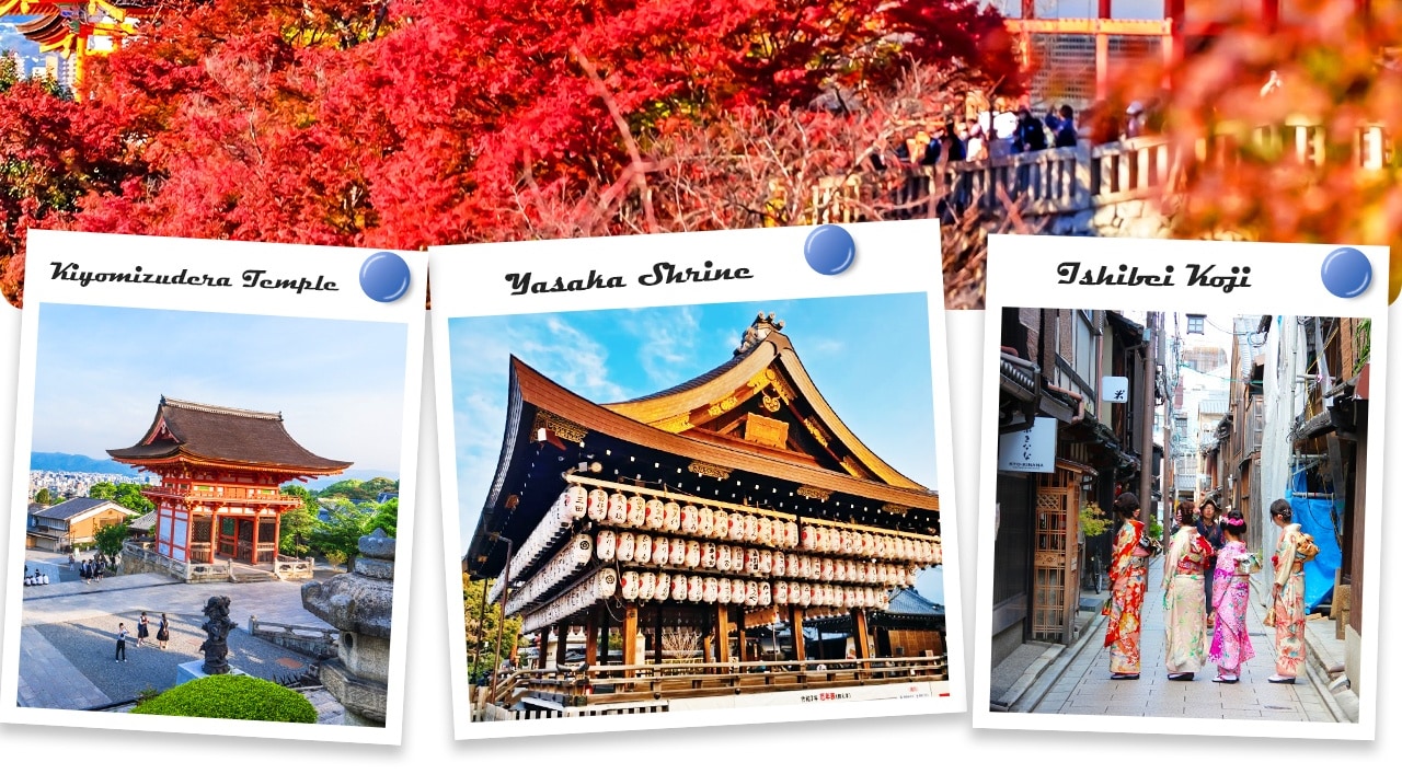 清水寺是京都最具代表性的世界遺產，以「清水舞臺」懸空木結構聞名。