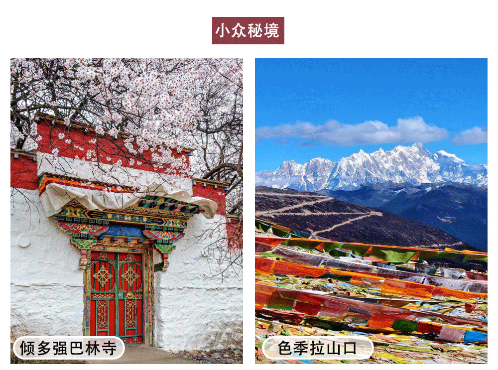 西藏林芝桃花6日（天后同款瑞吉/松贊系列+南迦巴瓦日照金山&平措康桑雪裡酒店+嘎拉桃花村+索松村+卡若拉冰川+私導講解布達拉宮大昭寺）