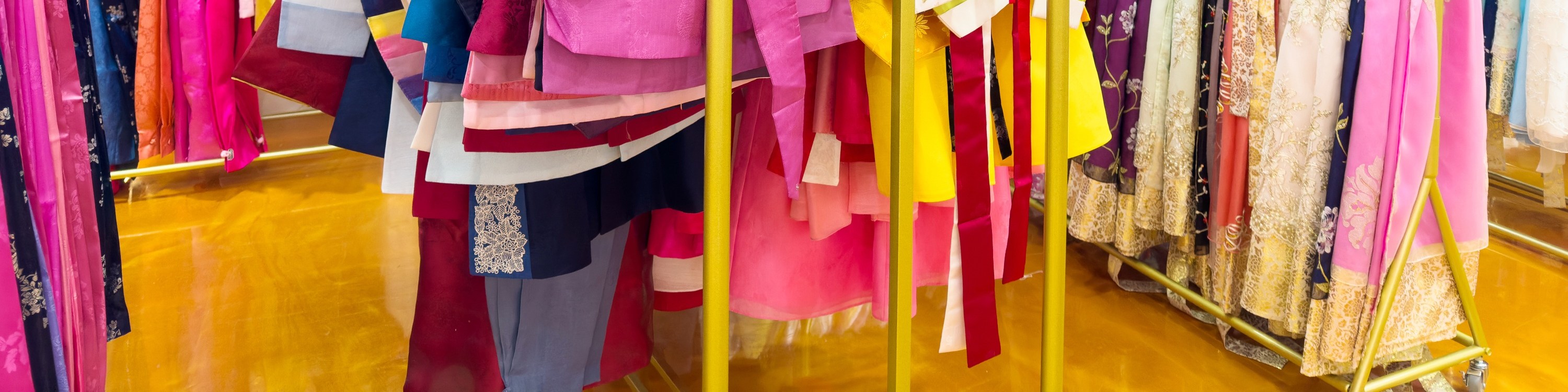 Inside a luxurious hanbok rental shop