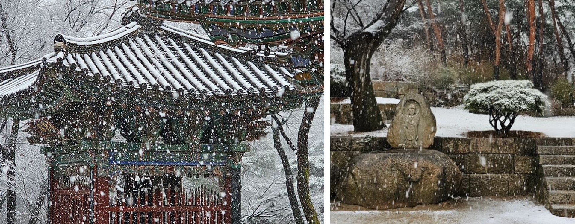 冬天時，景元寺會變成一個寧靜的避風港。山景締造永恆之美。