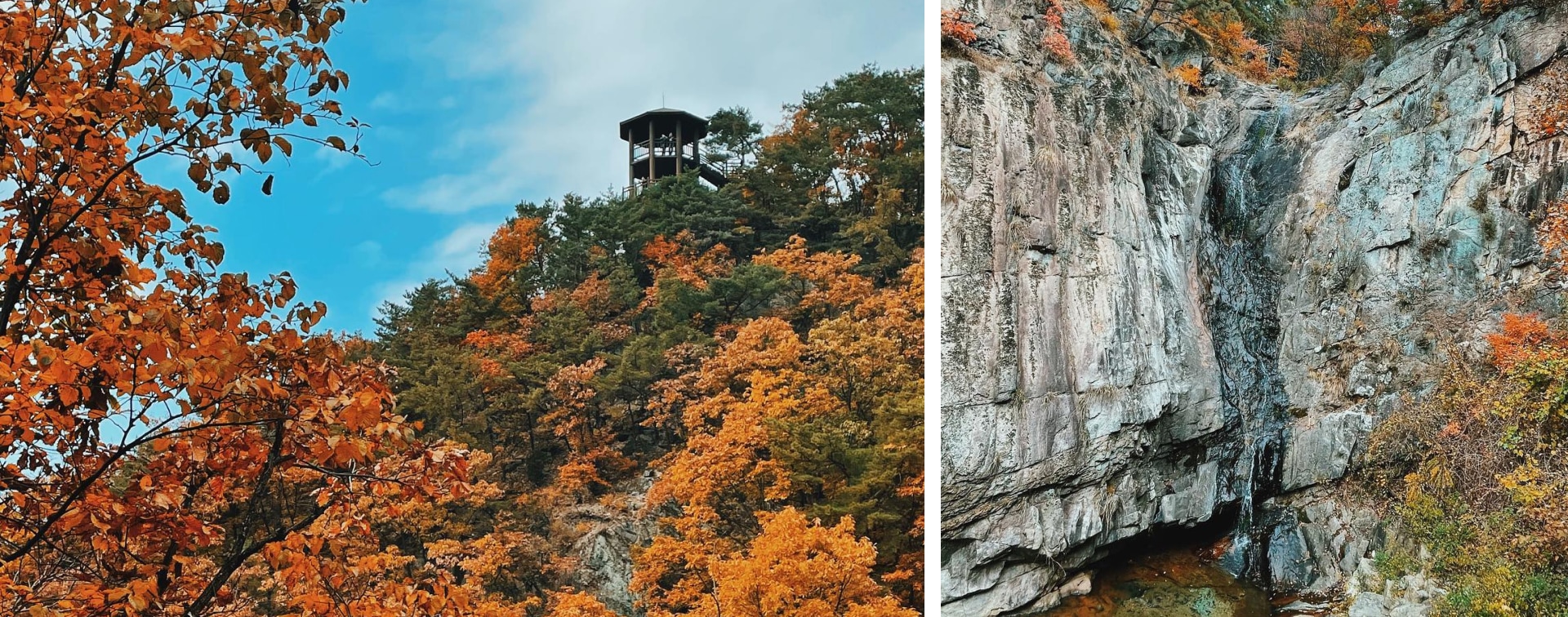 秋季時節,在紺岳山 (Gamaksan) 上將能欣賞到首爾近郊最繽紛的山景。 秋季時節,在紺岳山 (Gamaksan) 上將能欣賞到首爾近郊最繽紛的山景。