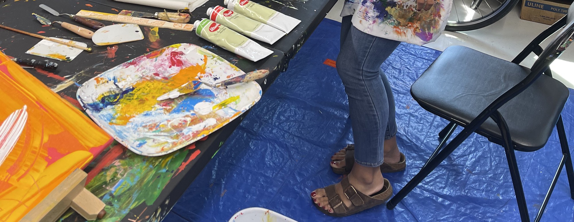 Abstract Painting with Palette Knives in New York