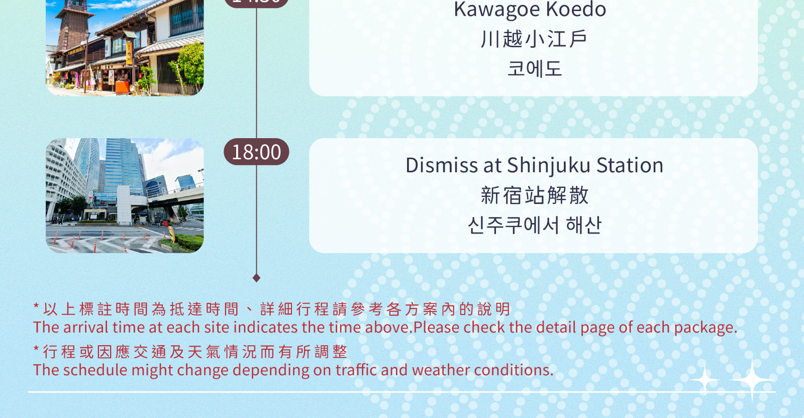 Mt. Fuji Oishi Park x Oshino Hakkai x Koedo Kawagoe Day Tour (Depart from Shinjuku)