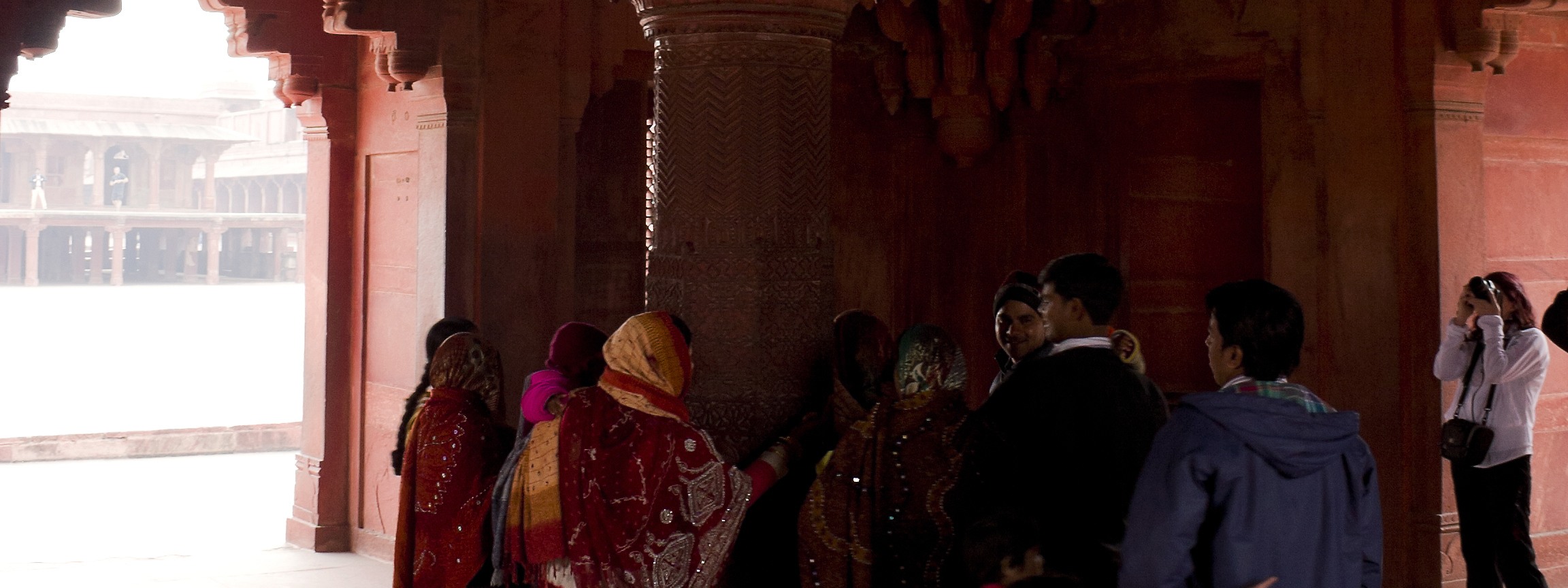 The Interior view of the central pillar of the Diwan-E-Khas or Hall in Fatehpur Sikri.