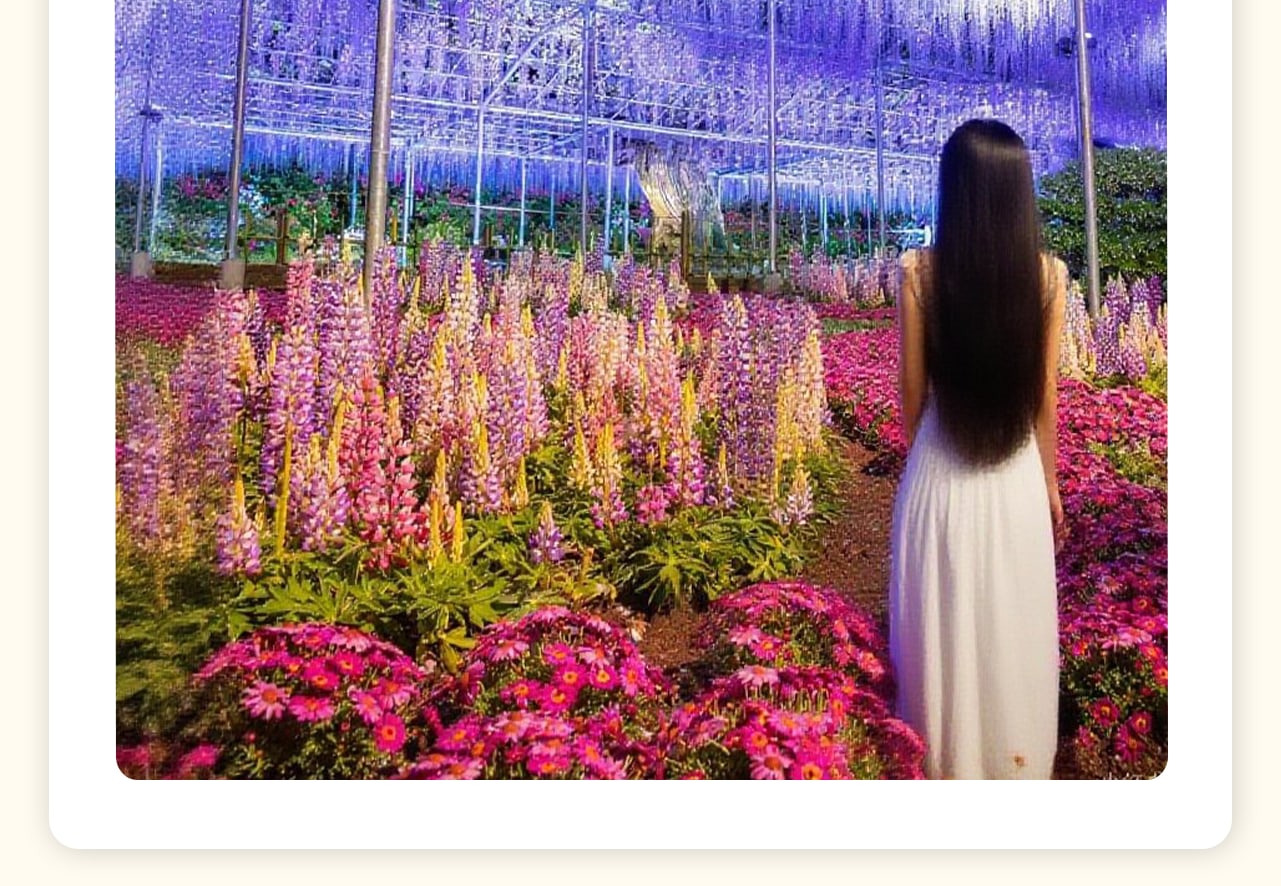 足利花卉公園，這座被美國CNN評選為「世界十大夢幻旅遊景點」的園林，限定期間更有日本三大燈光秀，如夢如幻