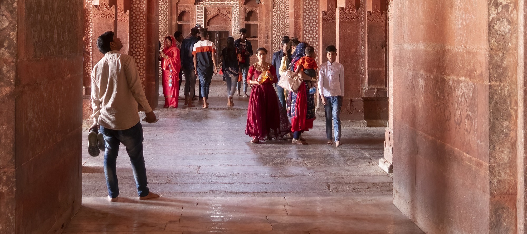 Tourist are watching inside part of Fatehpur Sikri.