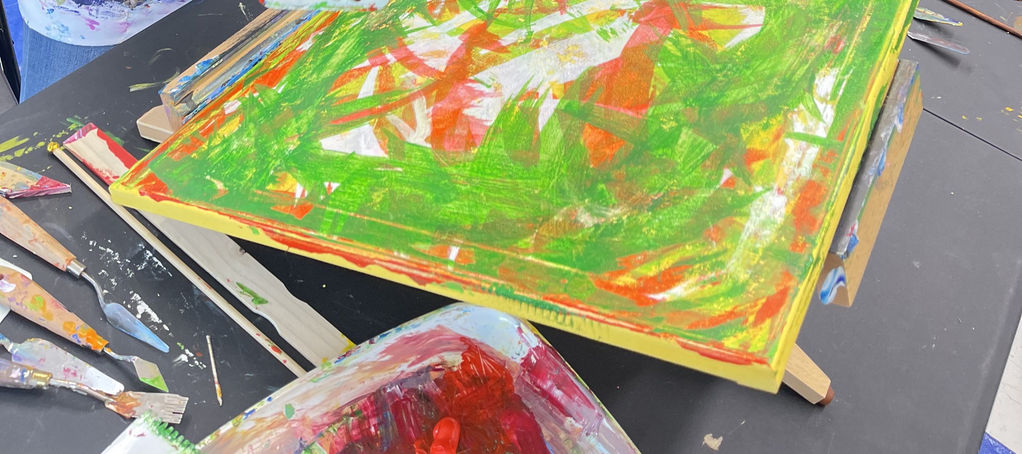 Abstract Painting with Palette Knives in New York