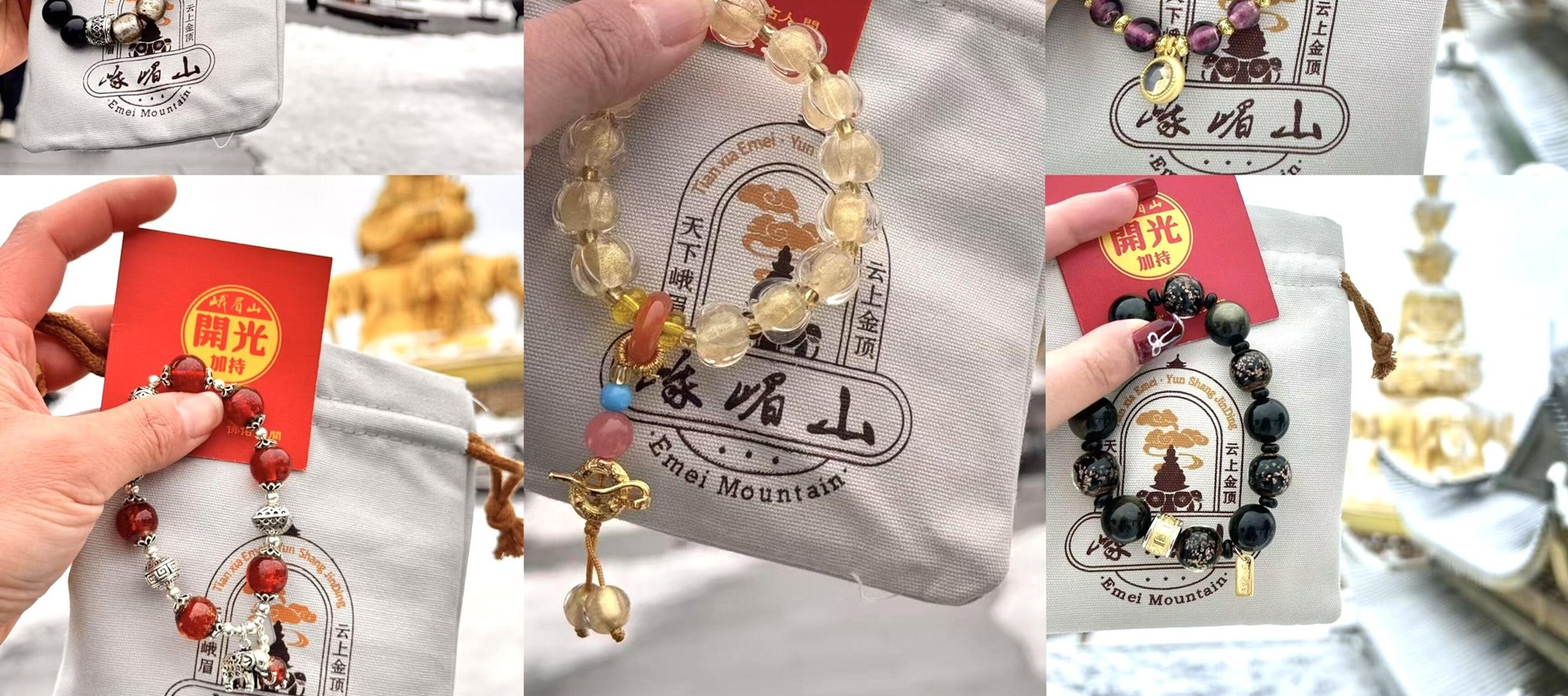 Inspired by the Zen rhythm of Emei Mountain, DIY bracelets are matched with natural beads and stones. Each one is a unique and beautiful souvenir.